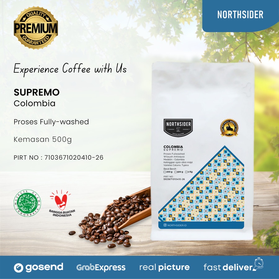 BIJI KOPI ARABICA COLOMBIA SUPREMO WASHED - 500GR NORTHSIDER COFFEE