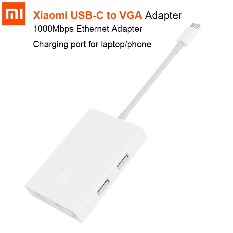 XIAOMI USB-C to VGA and Gigabit Ethernet Multi-Adapter - ZJQ04TM - USB-C HUB Adapter to VGA - RJ45 - USB - Type C