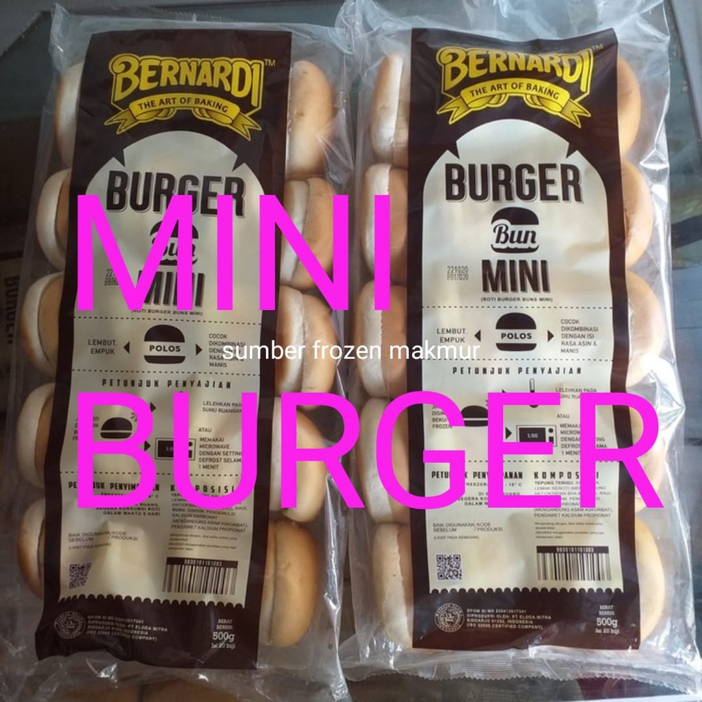 

roti burger mini bernardi 20 sumber frozen makmur