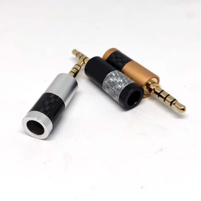 New Carbon Firber 4 Poles Jack 3.5mm With Mic Headset Plug Replacement