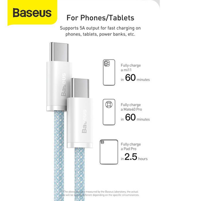 Baseus Dynamic Series Type C to Type C Nylon 100W - QC PD Cable Data - Garansi Resmi 6 Bulan