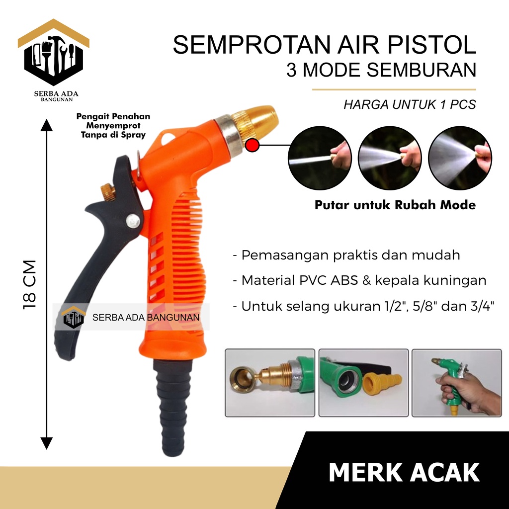 Semprotan air/ hose nozzle/ semprotan taman/ pistol semprotan tembak Air Taman Kebun l Hose Nozle l Model Pistol