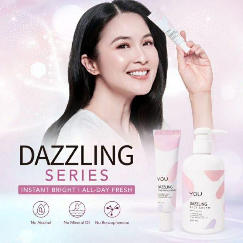 YOU Dazzling Glow Series Facial Foam l Toner | Day Cream 20gr | Night Cream 40gr | Tone Up Face Cream l Body Cream