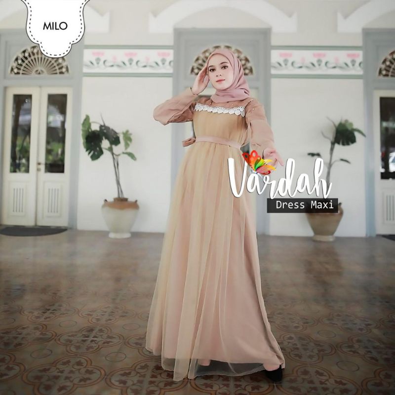 DRESS PESTA MAROON BRUKAT TILE MUTIARA SLEMPANG LAYER MAXY HARUMI NIKAH TUNANGAN SERAGAM