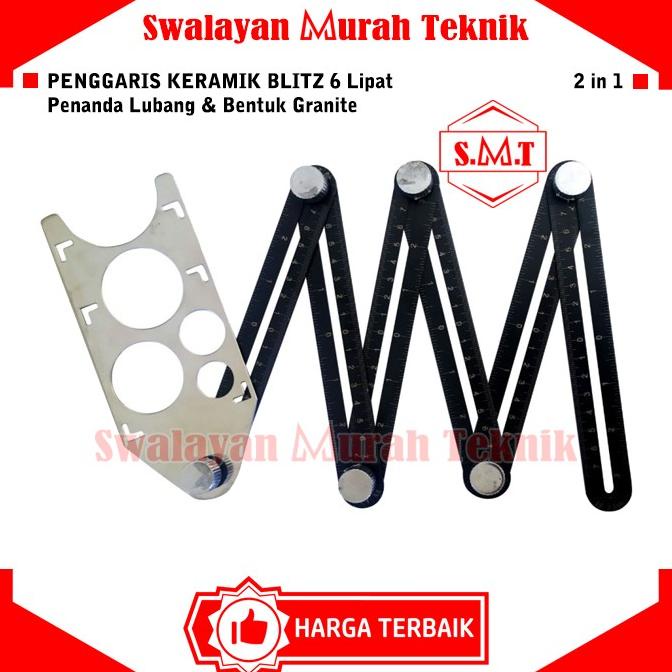 

:=:=:=:=] Penggaris Tukang Keramik BLITZ Angle Izer 6 Lipat Besi & Pelubang