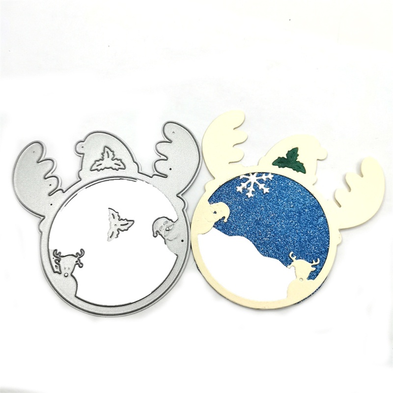 Cutting Dies Embossing Bahan Carbon Steel Desain Rusa Natal Snowman Untuk Scrapbook