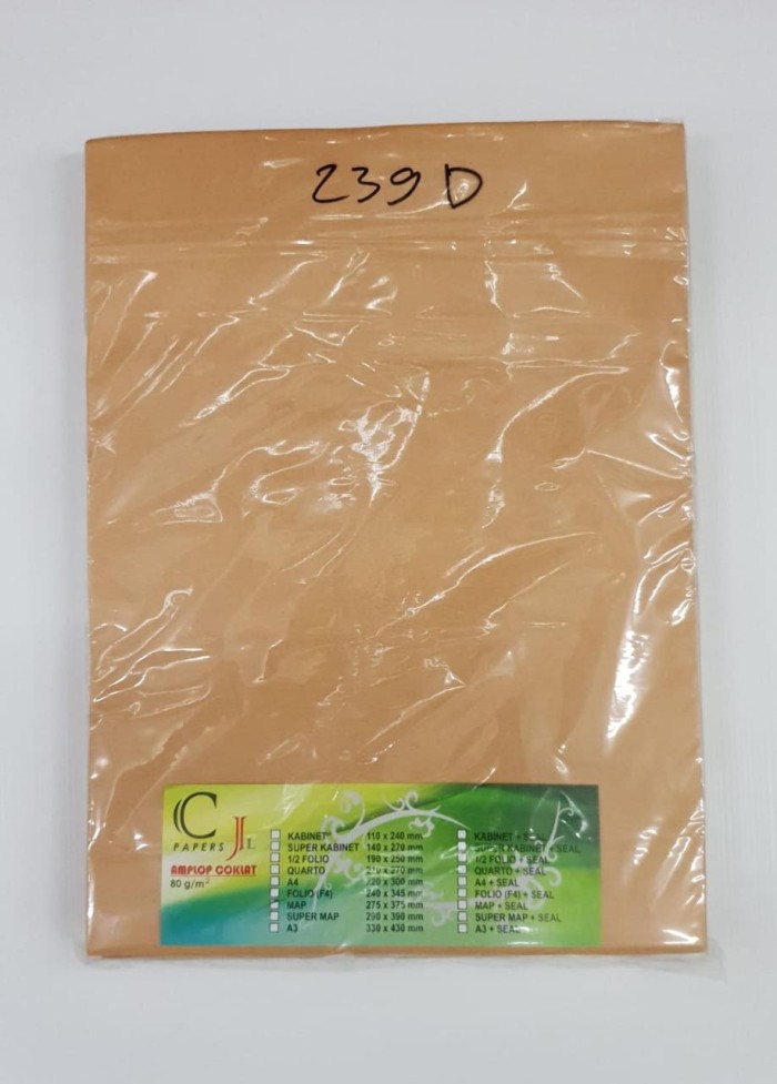 

AMPLOP COKLAT C J MAP (100pcs) TANPA LEM