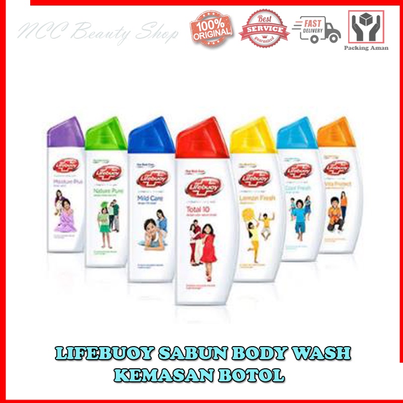 * NCC * Lifebuoy Sabun Mandi Body Wash Cool Fresh Lemon Mild Care Total 10 Lifeboy - Kemasan Botol