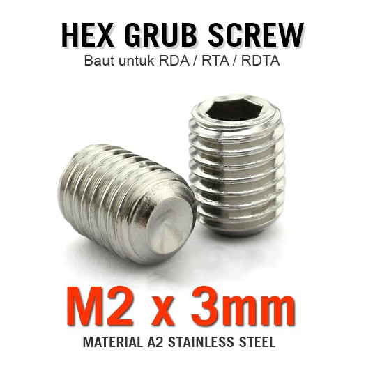 Jual Baut Hex Grub Screw 2 x 3mm for RDA RTA RDTA Vape Atomizer