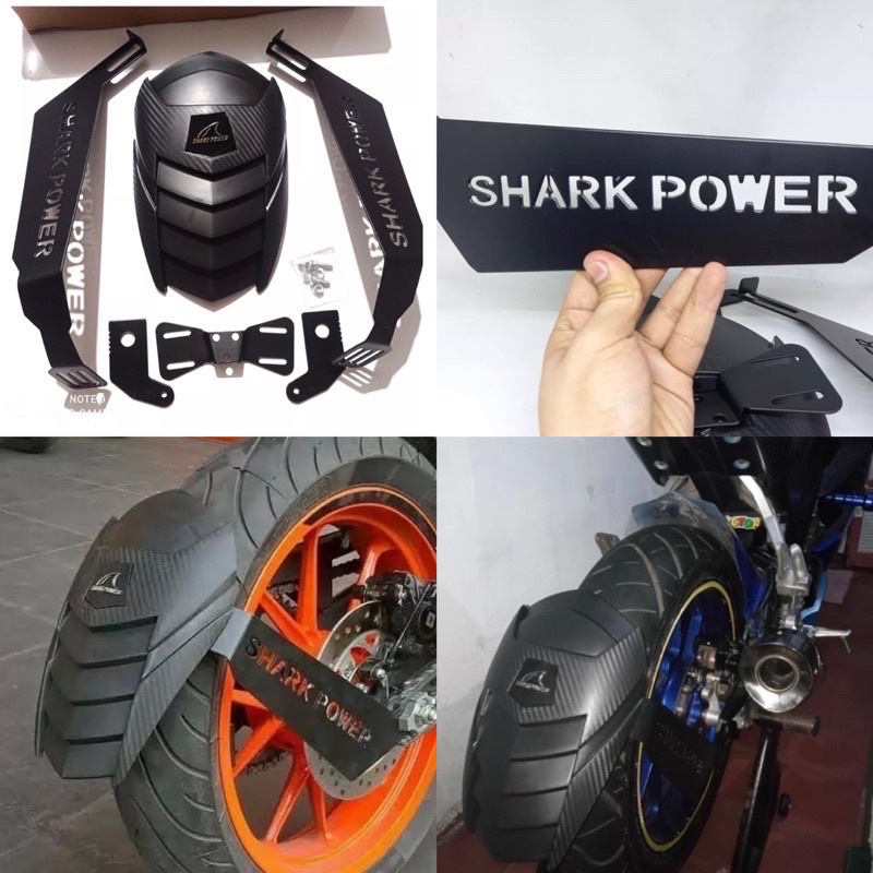 Mud Guard Spakbor Kolong Belakang Shark Power Tambahan Belakang, Mudguard Tahanan Air Universal BYSON / XABRE / R25 / R15 / NINJA 250 / VIXION NEW / NINJA 150 DLL