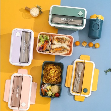 [ Cinicini ] Lunch Box Gagang Kotak Bekal Makanan Warna [ J-003 ]