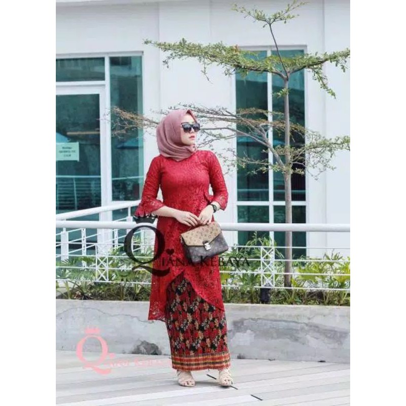 IndahKebaya | SETELAN KEBAYA MODERN / SRIKANDI MIX ROK PLISKET JUMBO / WISUDA / PESTA / SERAGAMAN