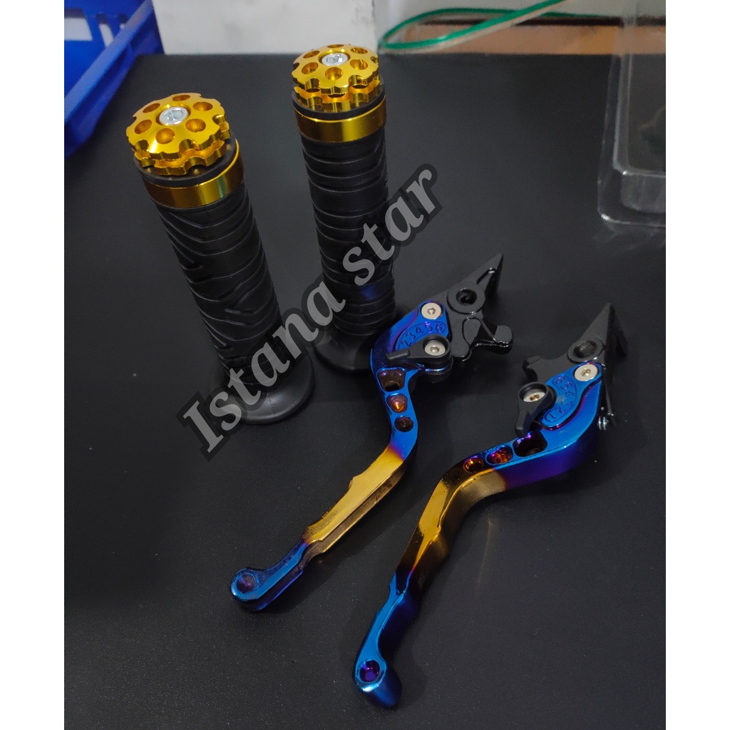 [PROMO] 1 PAKET Handle Rem / Handlebrake Stelan Jarum YAMAHA NMAX CNC+handgrip jalu as full CNC - TWO TONE