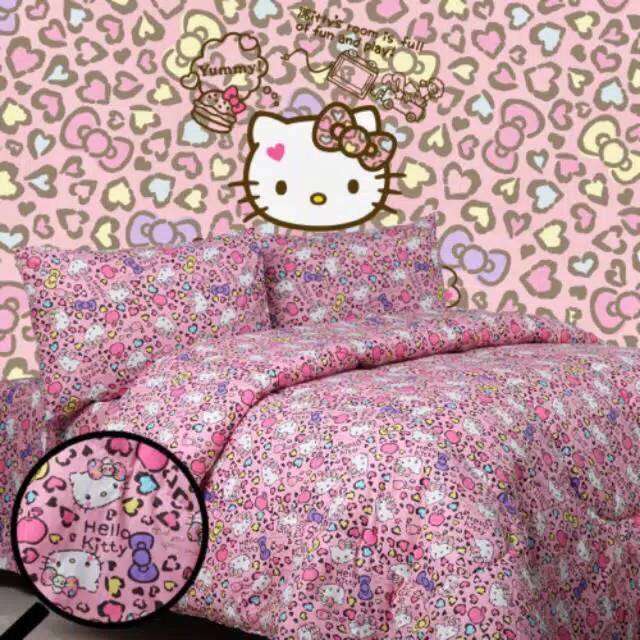 Sprei Motif Hello Kitty Mini Leopard Ready Stock Bahan Katun Star