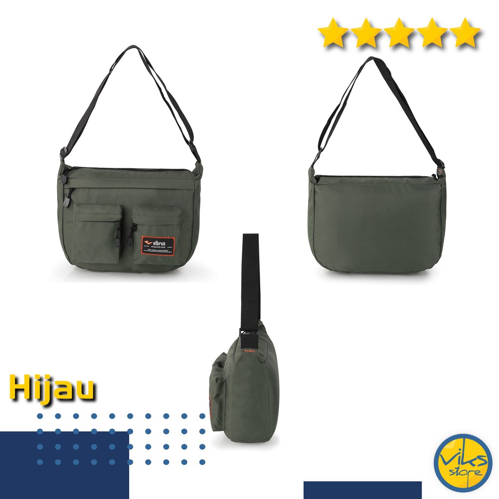 Tas Selempang Pria Cowok Elbrus Original Slingbag Tas Kerja Kuliah Sekolah Simple Hitam Hijau Biru