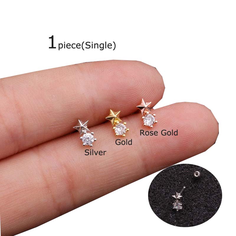 1piece Mini Earrings Cartilage Tragus Helix Daith Rook Piercing Star Shape