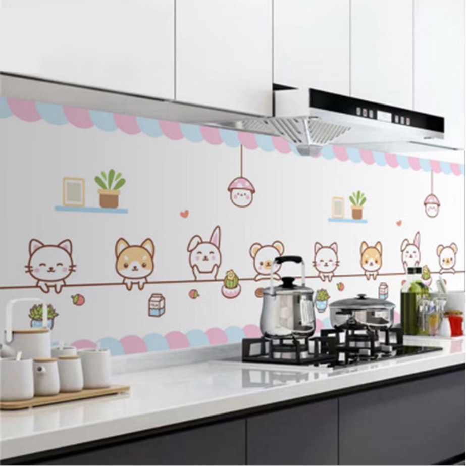 DODORY HL0205 wallpaper Dinding Dapur Kitchen desain kartun Anti Air Dan Minya 3D