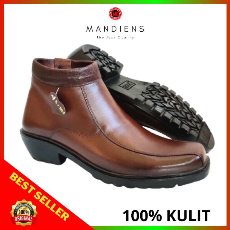 MANDIENS Sepatu Boots Pria Kulit Asli Medali K164 - Sepatu Kulit Pdh Tni Polri Security - Sepatu Putih Perwira