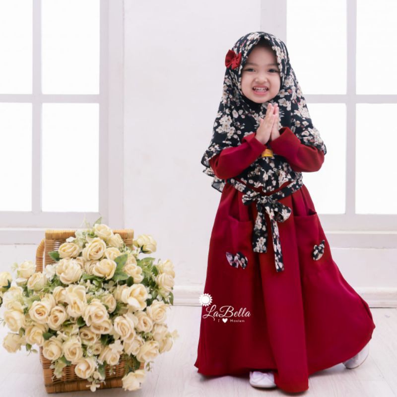 Gamis anak zhafira maron ORI by LaBella