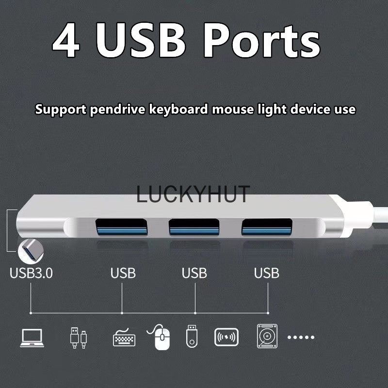 4 in 1 HUB USB 3.0 4 Lubang Multifungsi Portable Untuk Komputer Notebook