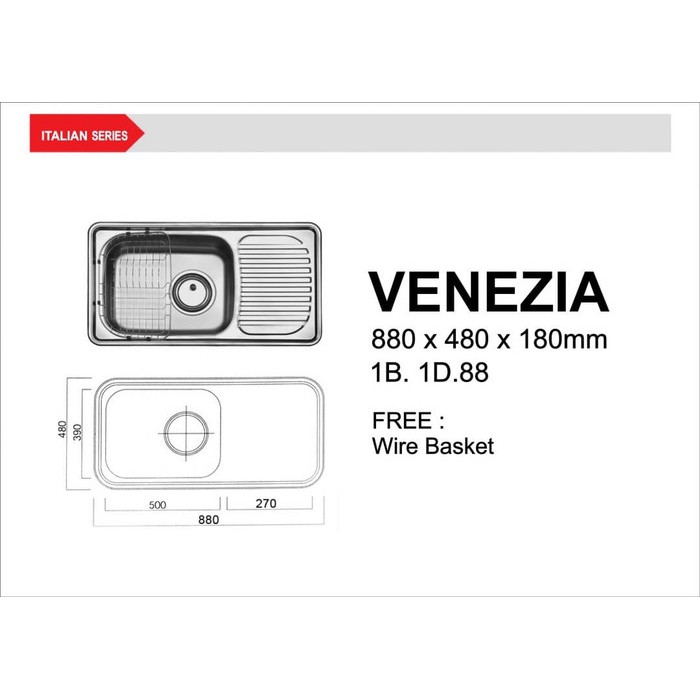 SINK CGS VENEZIA + TAP MILAN COLD TAP