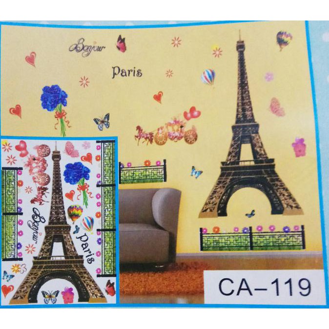 Cuci Gudang Wall Sticker Dinding Paris - Wall Sticker Eiffel - Wall Sticker 3D Promo