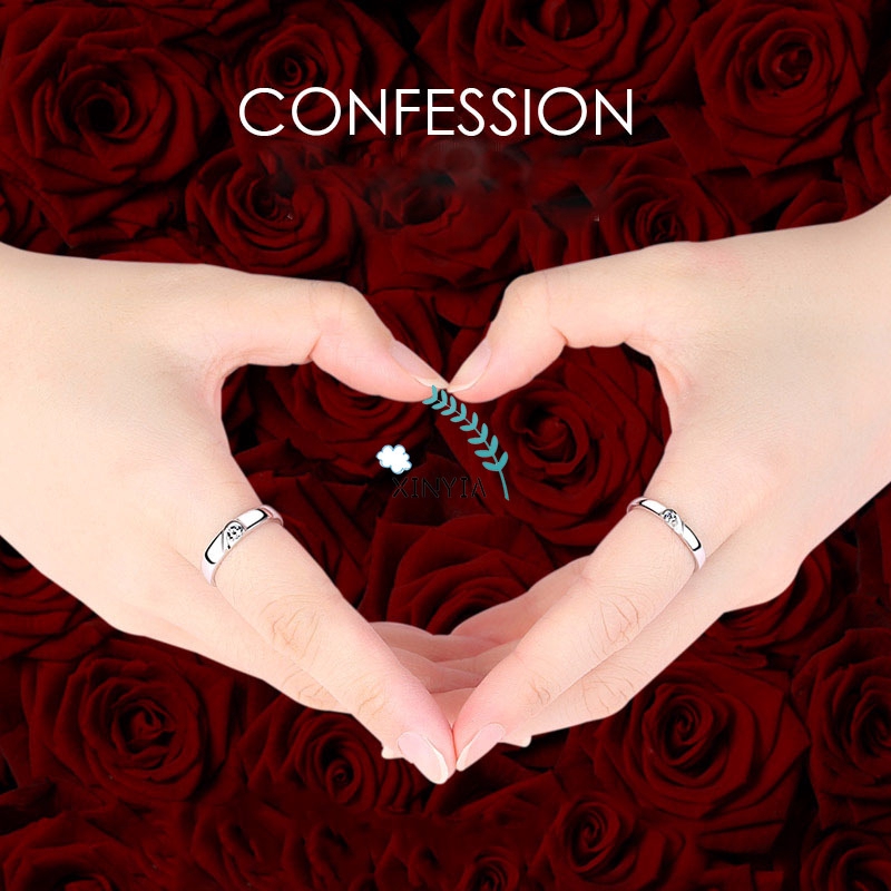 2 Pcs 925 Silver Cincin Tunangan/nikah/kawin Berlian Mode Wanita Cincin Pasangan Couple Rings