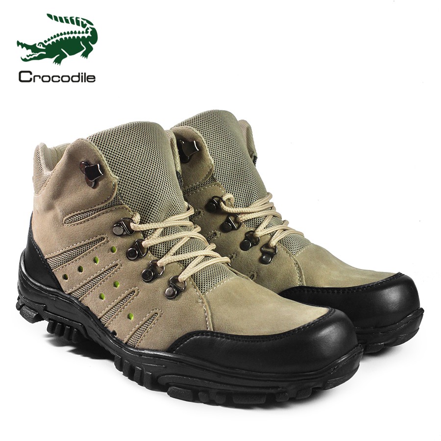 sepatu boots safety crocodile macan cream sepatu haiking tracking outdoor safety murah