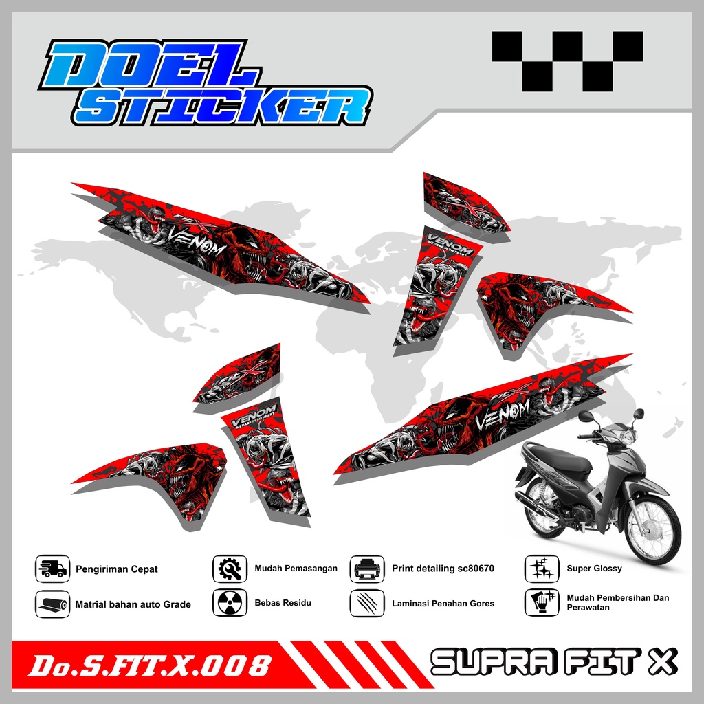 STICKER STRIPING SUPRA FIT NEW SUPRA FIT NEW / FIT X / FIT LIST VARIASI HOLOGRAM , CROME DOEL 008