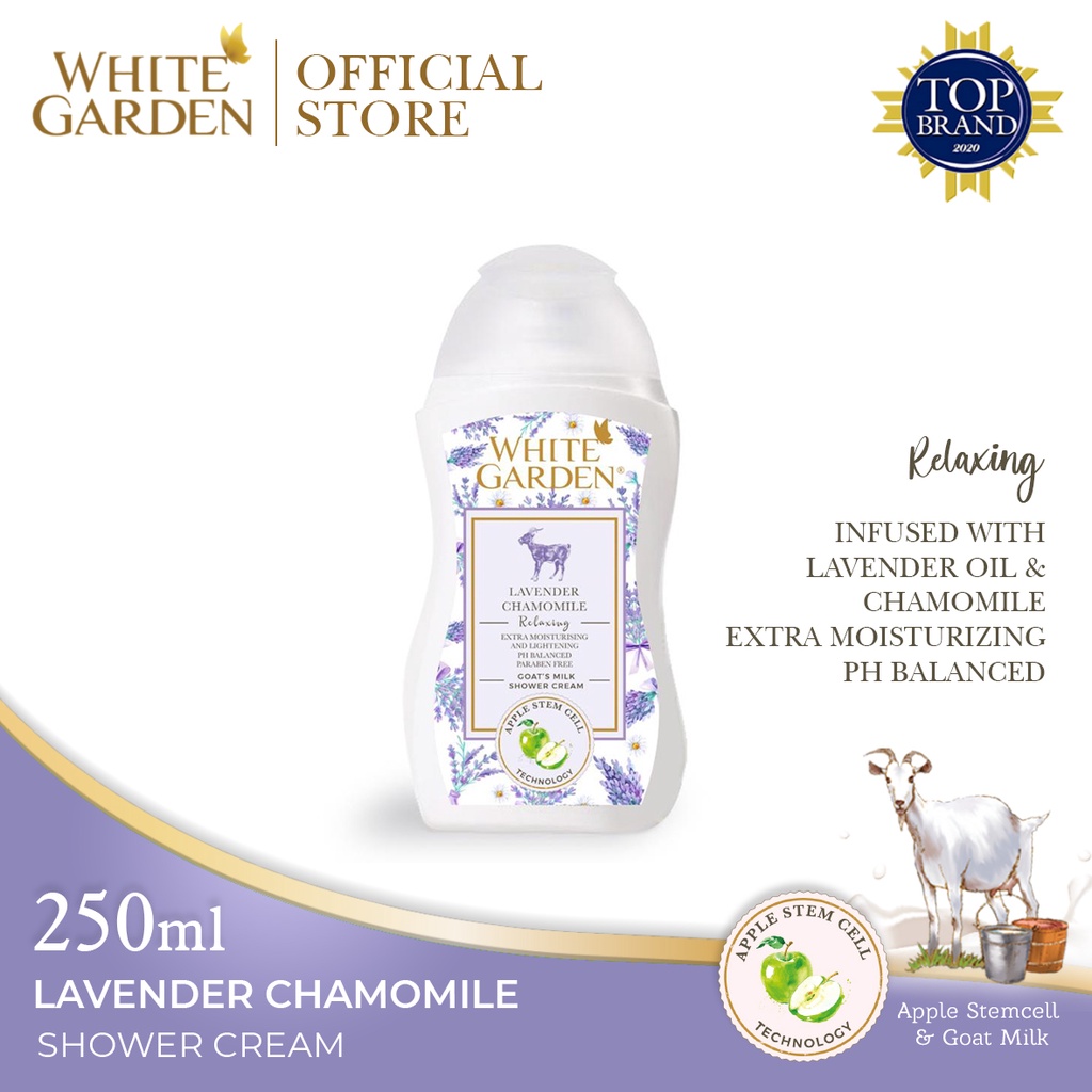 WHITE GARDEN Lavender Chamomile & Goat's Milk Shower Cream Sabun Mandi Cair Susu Kambing  250ml