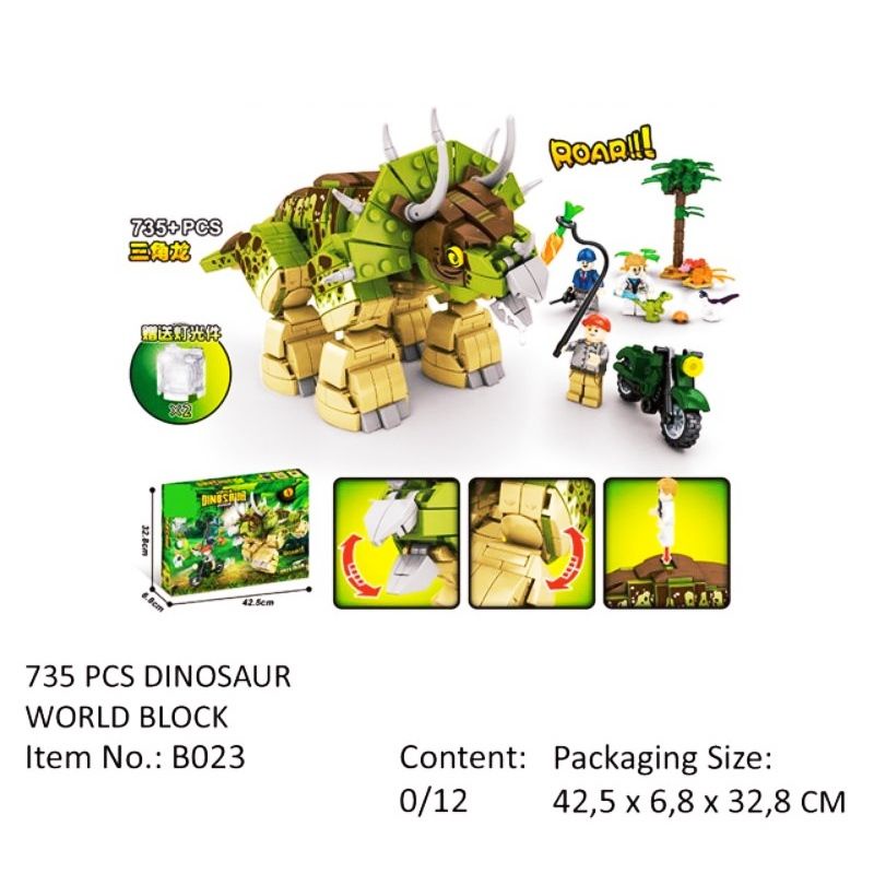 Mainan Dinosaurus Mech Dino Set Besar 735 Pcs / Lego Blok Mainan Edukatif Anak Susun Balok B023