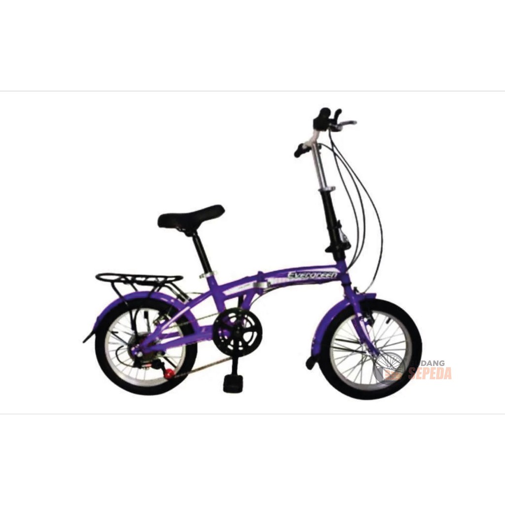 Khusus Exspedisi Sepeda Lipat murah Evergreen 16 1 & 7 speed Termurah Original Taiwan single speed SNI-Purple/ungu (1)