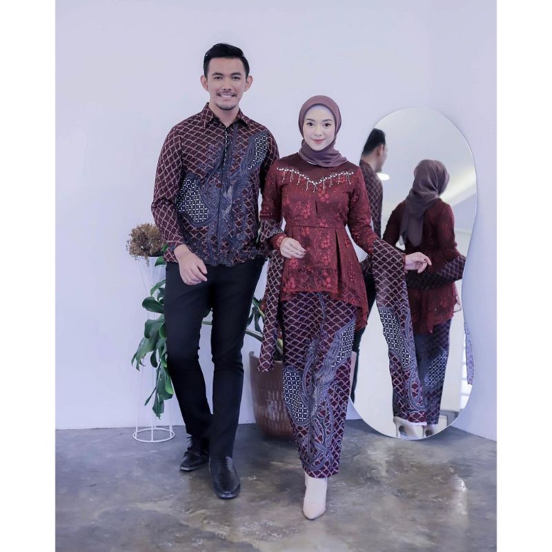 New Arrival - Batik Couple Kebaya Couple Yunika Payet Ronce KEBAYA KONDANGAN / KEBAYA PESTA / KEBAYA MODERN / KEBAYA TERBARU