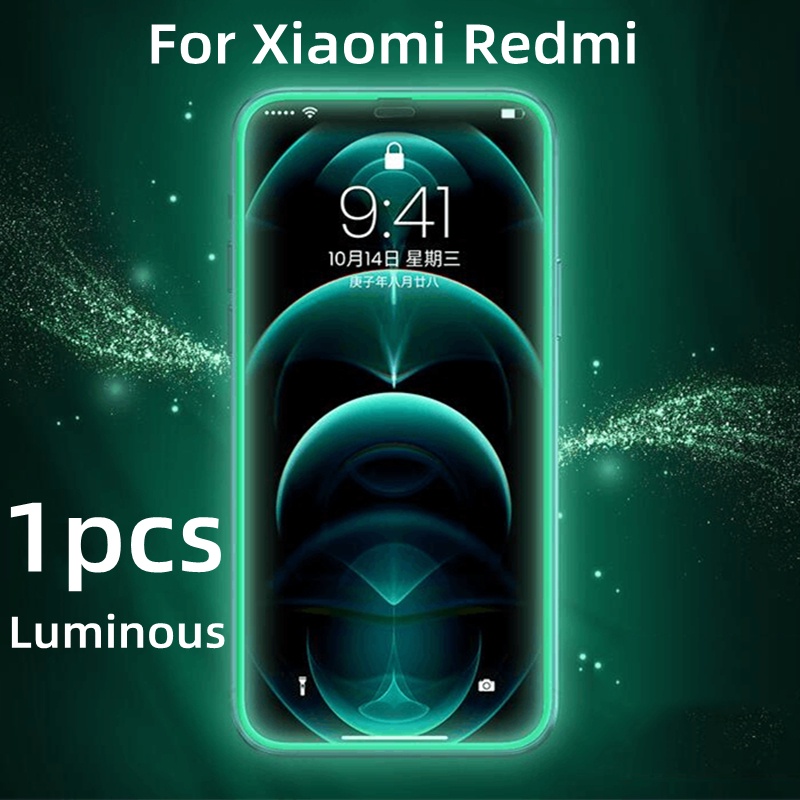 XIAOMI MI 1pc Pelindung Layar Tempered Glass Luminous Untuk Xiaomi Redmi Note 8 9 10 Pro 7 8T 9S 9T 10S 10 4G 10 9 5G 8A 9A 9T M3 M4 Pro 5G Poco M3 M4