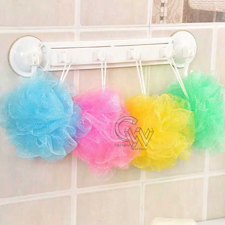 Cheaper-Spons Mandi Shower Net 1Lusin/12pcs Spons Busa Jaring Shower Puff Penggosok Badan Termurah