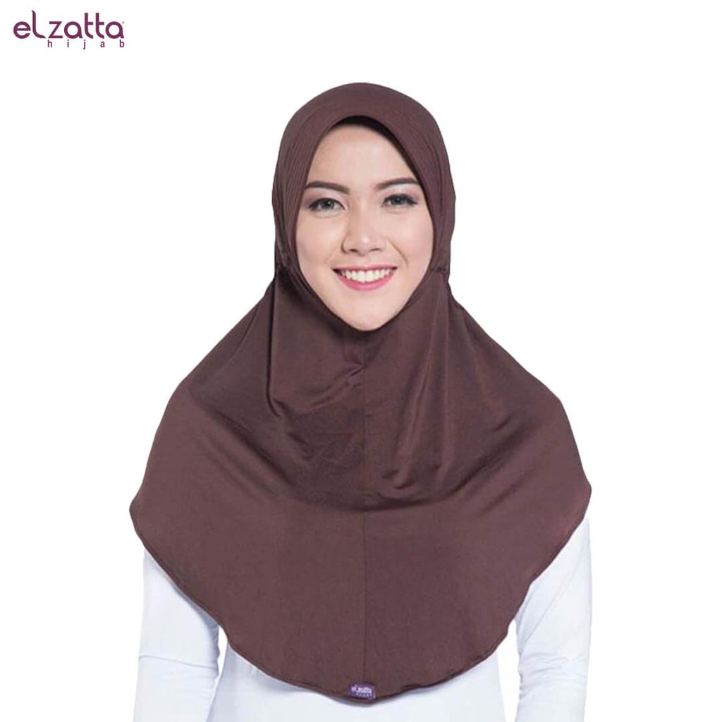 Promo Elzatta Hijab / Hijab / Hijab Instan / Bergo / Elzatta Basic / E001 COKLAT Murah