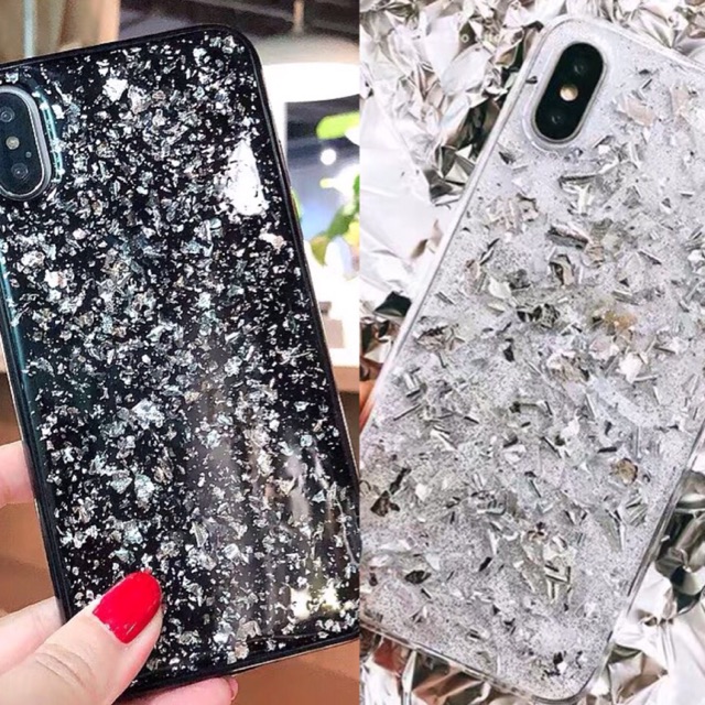 Confetti Case Silver iPhone Oppo Vivo Xiaomi Samsung Huawei 11 pro max Note 5 8 9 10 plus Reno X z 3