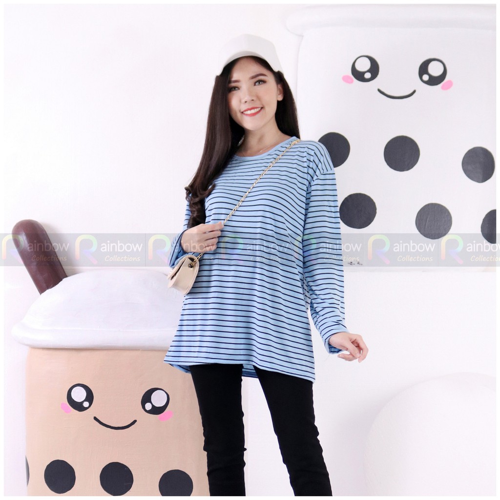 Atasan Wanita Stevia Top /Stevy / Stevi / Kaos Salur Warna / Ukuran JUMBO XXL/ BIG SIZE SW 18