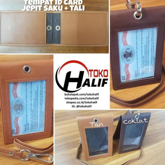 

BISA BAYAR DITEMPAT Tempat Kartu Karpeg ID Card Holder Kulit Asli Model Jepit Saku Gantung HEMAT