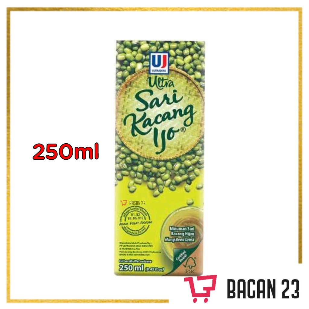 Ultra Sari Kacang Ijo Slim (250ml) / Minuman Sari Kacang Hijau / Bacan 23 - Bacan23