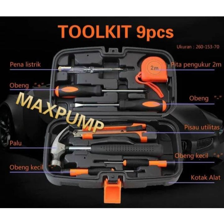 Promo Alat kerja Toolset Toolkit Toolbox Tool Set Tool Kit Tool Box 9pcs TOOLS Lengkap dan Murah