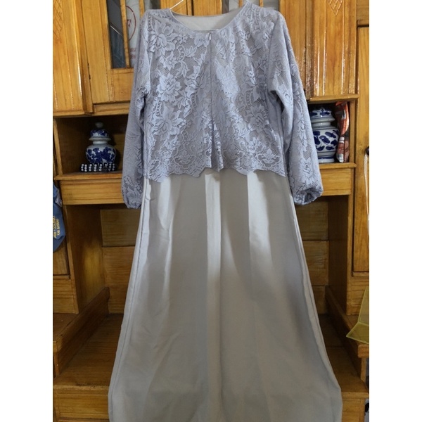 preloved baju gamis moscrepe mix brokat (BOLEH NEGO)