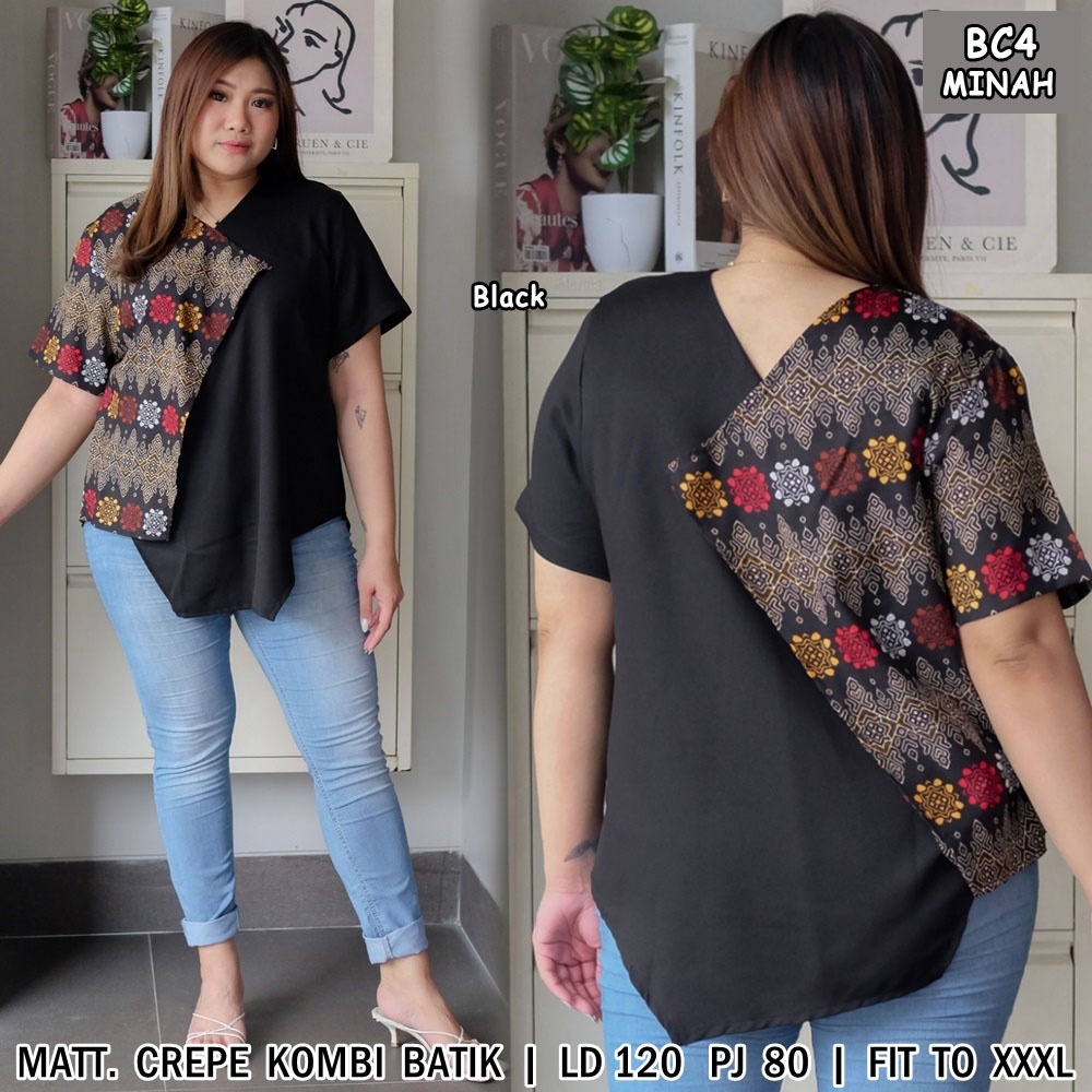 BIGCLO - (COD) LD 120cm Blouse Jumbo Wanita BC4 Baju Atasan Bigsize Lengan Panjang