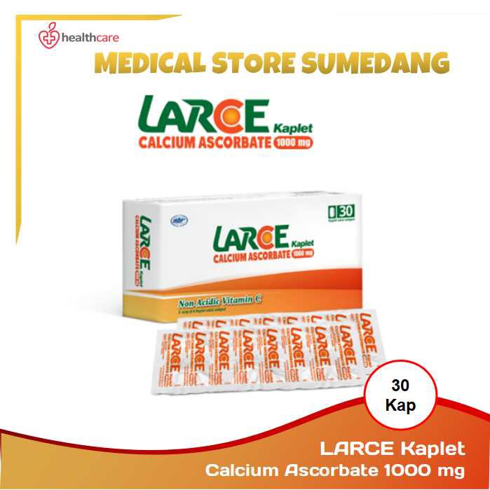 LARCE KAPLET CALCIUM ASCORBATE VITAMIN C 1000 MG AMAN DI LAMBUNG PER BOX ISI 30