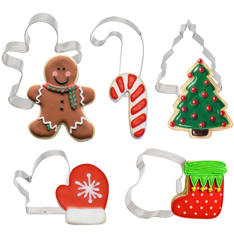 5Pcs/set Christmas Cookie Cutter Gingerbread Xmas Tree Biscuit Mold DIY Kitchen Baking Tool