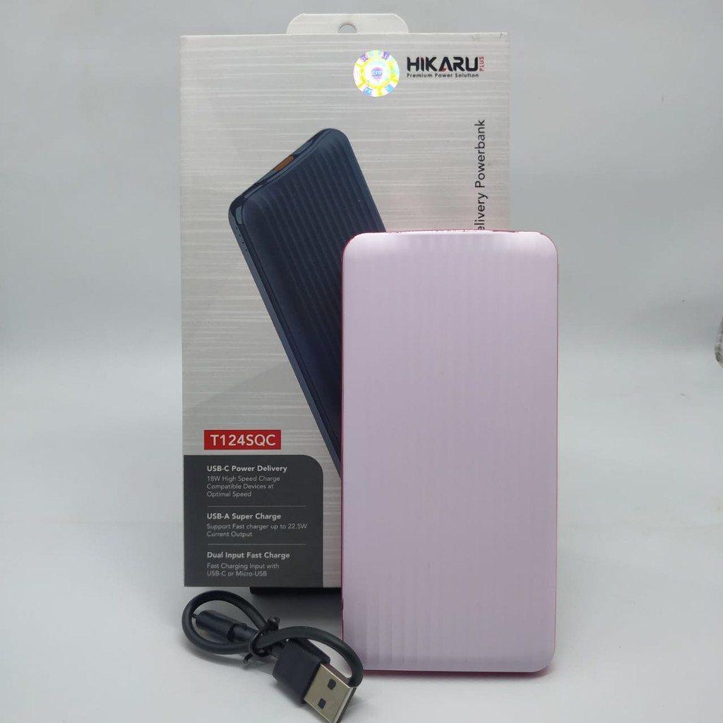 POWERBANK 10000MAH FASTCHARGING HIKARU T124 ORIGINAL GARANSI RESMI 1TAHUN