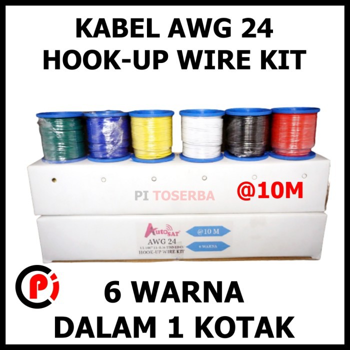 Kabel Tinned CU Copper Hook Up Wire Kit AWG 24 Isi 6 Warna @ 10 Meter