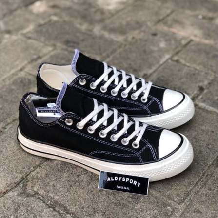 SEPATU PRIA CONVERSE 70S LOW EGRET BLACK WHITE PREMIUM. SNEAKERS PRIA 70S LOW