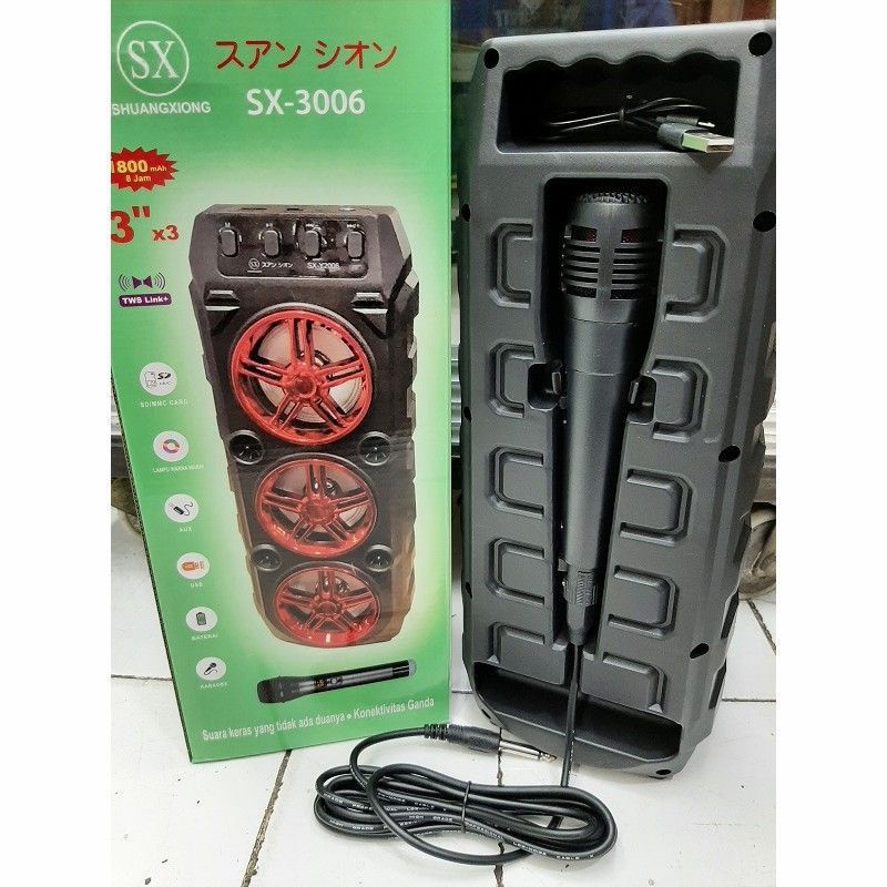 COD SPEAKER BLUETOOTH KARAOKE SX-3006 PLUS MICROPHONE X-BASS//SPEAKER SALON AKTIF SX-3006