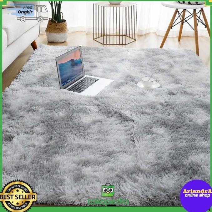 Matras Karpet Bulu Lantai Fluffy Floor Carpet Rug 160 x 200 CM-Gray